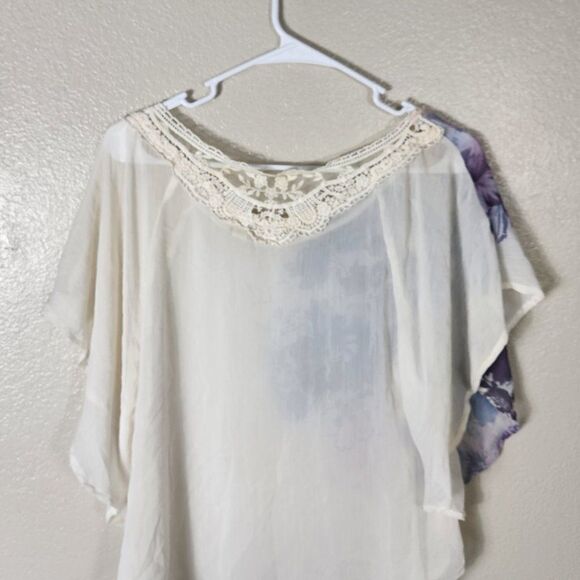 Mudd Boho Blouse Y2K Size M Sheer Floral - Picture 6 of 10